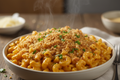 Three cheese mac and cheese with herb panko topping